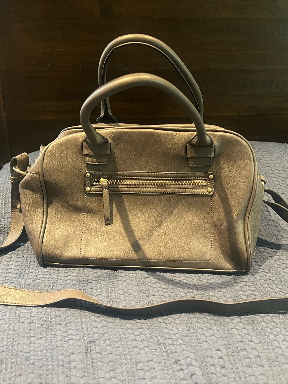 Forever 21 Grey Satchel with Gold Hardware